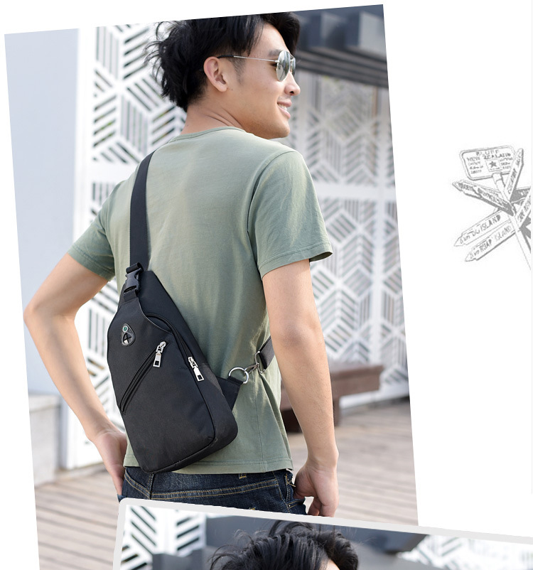 Solid-color men's USB chest bag, Oxford fabric outdoor sports bag, Korean-style casual single-shoulder crossbody small bag in stock for wholesale undefined