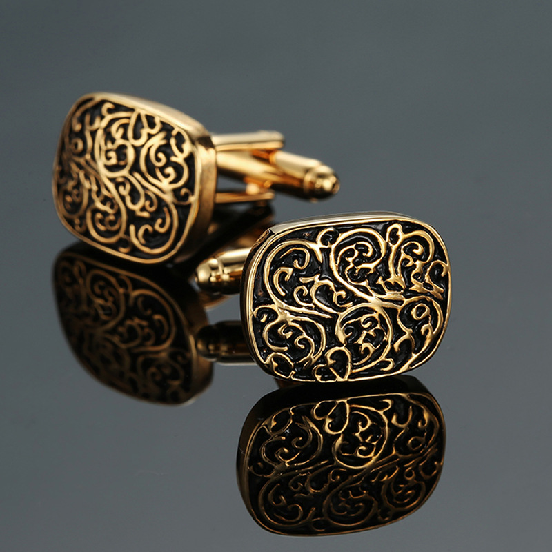Charming Vintage Cube Cufflinks For Men Enamel Pattern Design_voghion.com