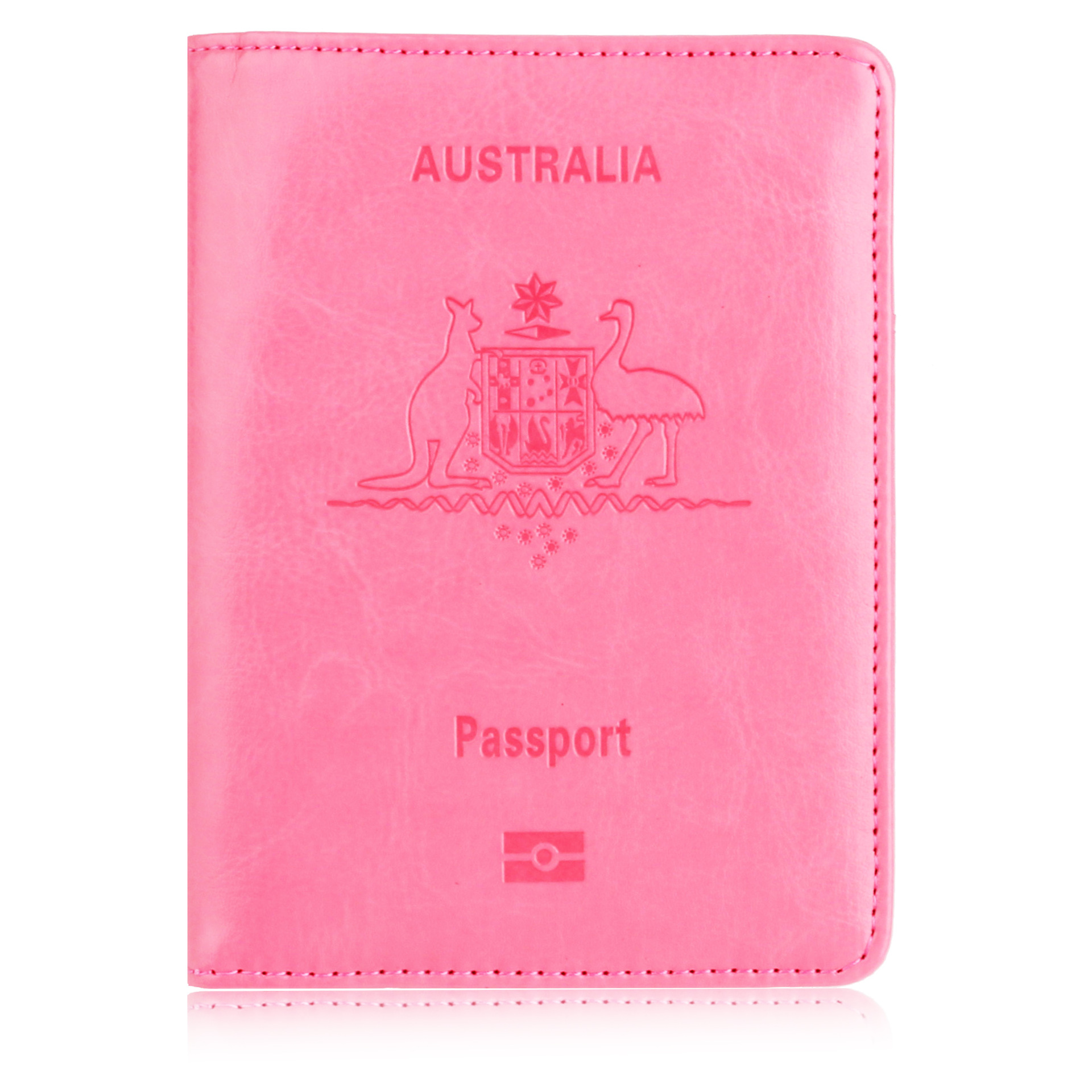 En stock cubierta del pasaporte australiano anti-magnético cubierta protectora del pasaporte cara de cuero de la PU titular de la tarjeta de Banco titular de la venta caliente