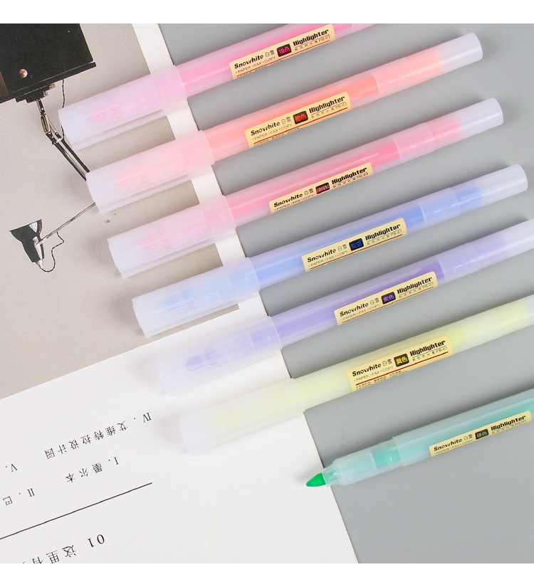8g Weight School Occasion Plastic Material Pink, Purple, Red, Green, Blue, Yellow Color Fashion Fluorescent Note Pens Color Strokes Key Markers Candy-colored Flashing Pens 4