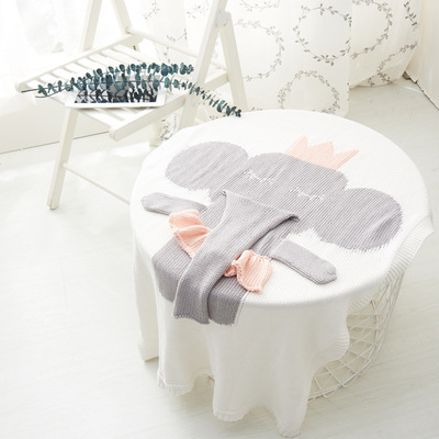 Yutu textile ins Same item baby children elephant manual Knitted blanket Blanket Wool blanket