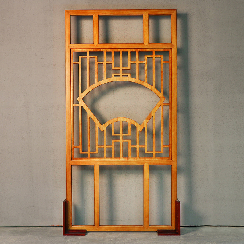 实木屏风隔断 新中式木条栅格镂空雕花客厅屏风 厂家屏风款式定制