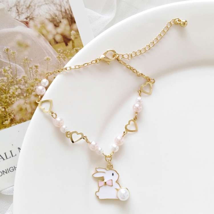 Cute Little White Rabbit Love Bracelet display picture 6