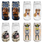 狗狗3D印花袜子 短袜印花 速卖通亚马逊 ebay 印花狗狗图案
