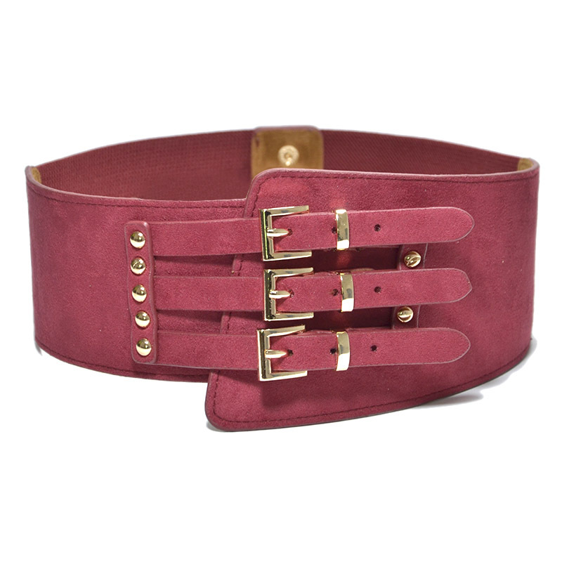 New Women's Three Button Suede Ultra Wide Belt Women's Fashion Versatile Elastic Waist Seal Spot