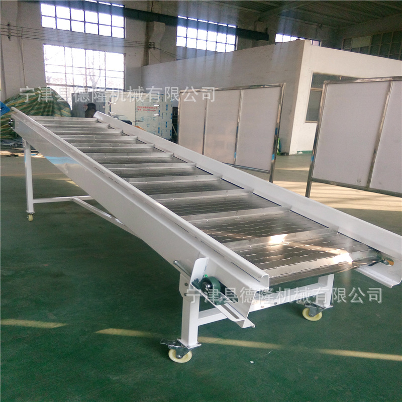 304不锈钢大枣分拣流水线链板输送机鸡肉板式传送线带孔链板输送