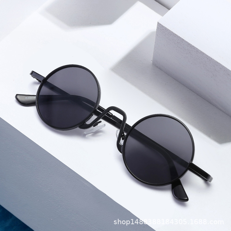 2022 Cross Border New Style Prince Mirror Round Steampunk Sunglasses Retro Sunglasses Metal Thin Edge Sunglasses