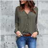 Factory Direct Sales 2018 Spring Explosion V -neck wrinkle button long -sleeved loose chiffon shirt 8 color 8 yards