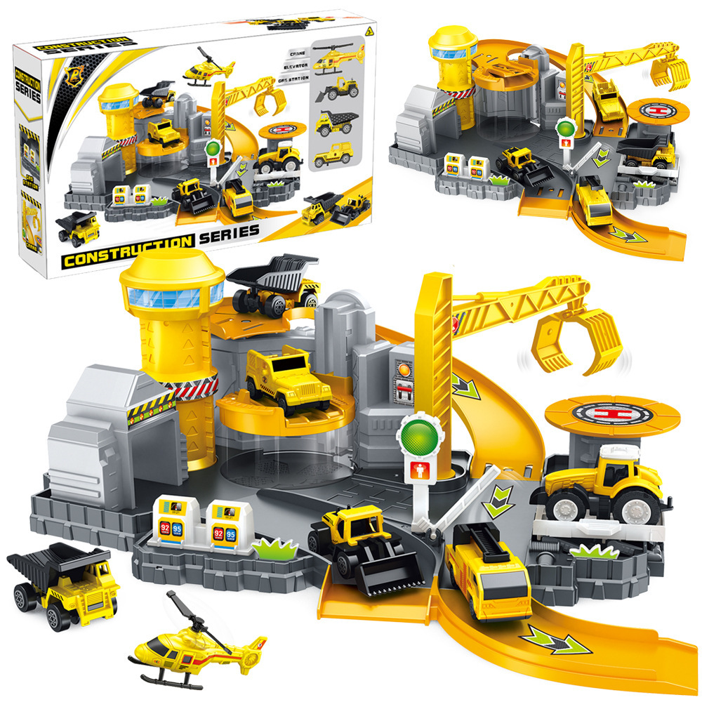 New products children Toys Plastic DIY Assemble simulation Engineering vehicles Parking lot track Mosaic Play house Toys