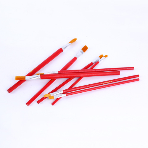 Direct Manufacturer Supply Red Rod Nylon Painting Brush, Red Wood Handle Nylon Color Brush, Gouache Watercolor Acrylic Painting Brush