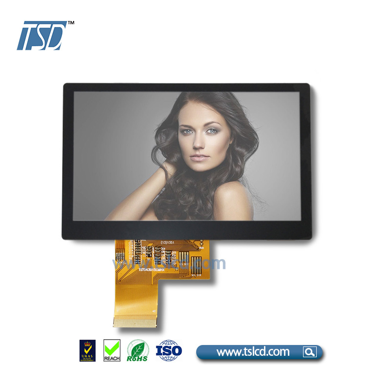 4.3寸高亮 超宽视角lcd液晶显示屏 带齐边电容触摸 ISO16949认证