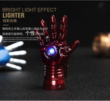 钢铁侠创意个性手办充能手掌金属铁手模型USB充电防风打火机礼品