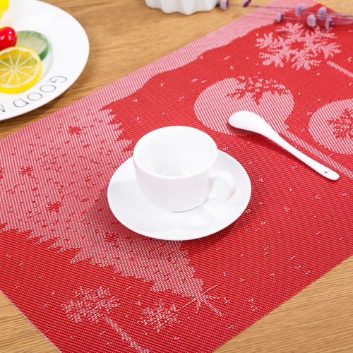 Large Red Christmas Pattern Square PVC Insulated Coaster Non-slip Western Dinnerware Table Mat