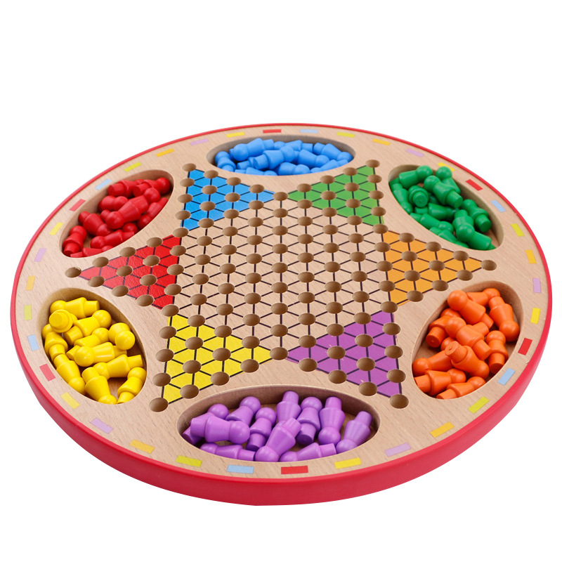 厂家直销 跳棋飞行棋二合一木质桌面游戏成人儿童多功能棋 批发|ms