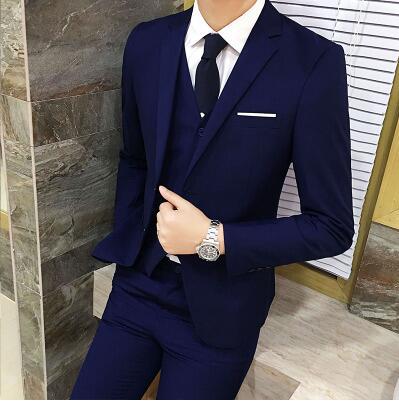 Traje traje de dama de honor de tres piezas para hombre coreano slim fit novio vestido de novia traje de hombre desgaste formal desgaste de negocios