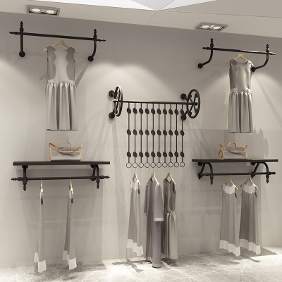 European style couture coat hanger Display rack Iron art Wall hanging Men and women Children's clothing Clothes rack black