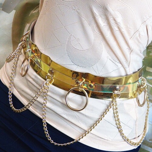 European and American original Tough girl sexy laser colorful leather waist chain lovers trend belt jewelry belt