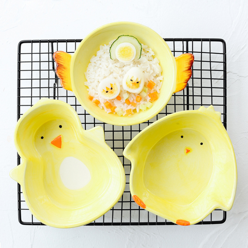 厂家直销创意卡通动物可爱手绘儿童陶瓷碗餐具 宝宝吃饭碗水果碗|ru