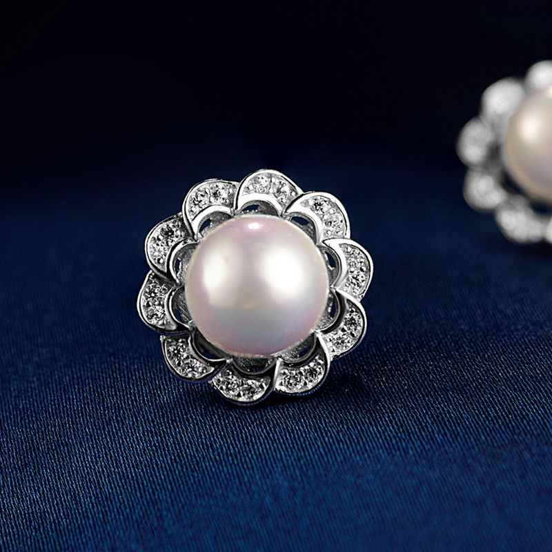 S925 plata esterlina perla pendientes mujer transfronteriza Comercio exterior joyería moda Corea del Sur temperamento micro incrustaciones ZIRCON abalorios pendientes