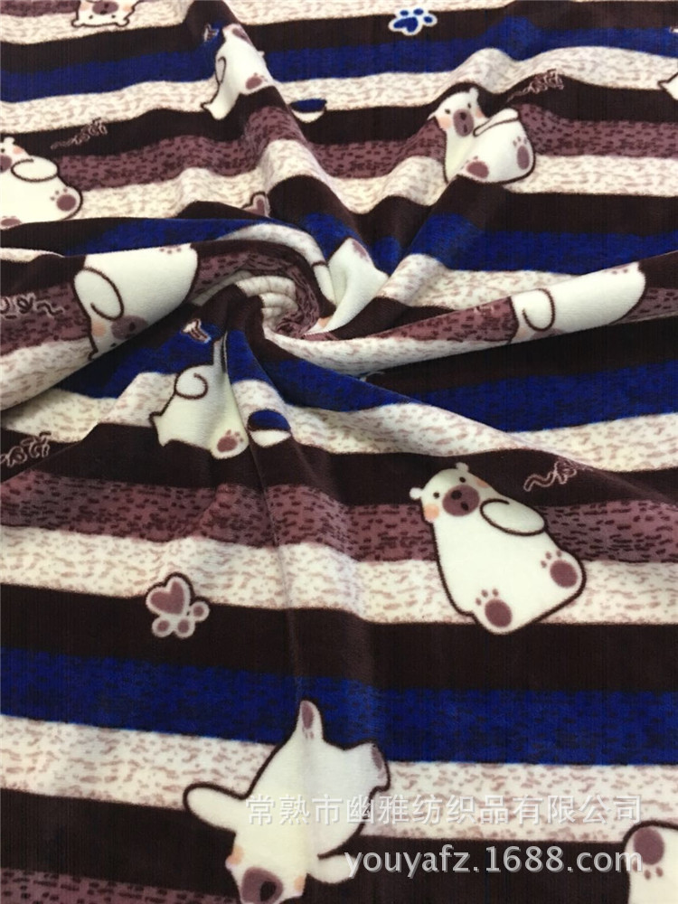 爆款水晶绒 海岛绒印花超细腻柔软面料水晶绒面料适合毛毯睡衣