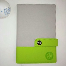 上海厂家印制皮料拼接笔记本磁铁扣平装本商务办公记事本加LOGO