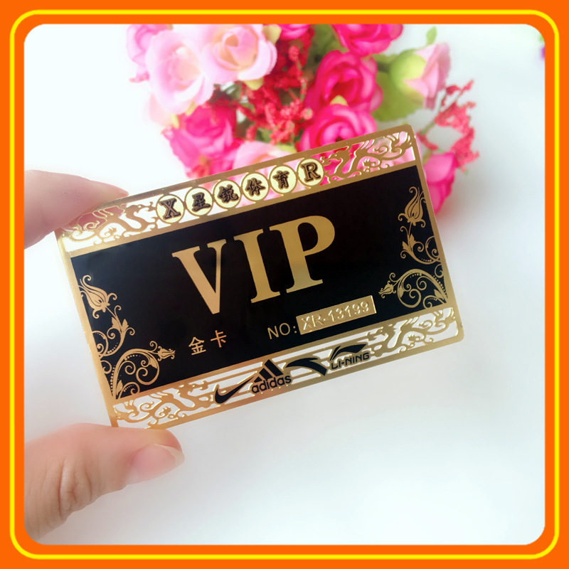 不锈钢金属电镀金卡镂空花边腐蚀号码古红铜拉丝接触式芯片金卡