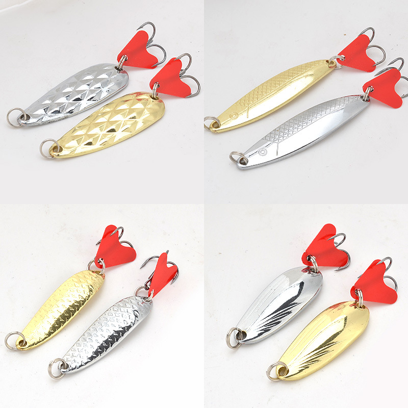 2 Pcs Leech Flutter Spoon Lure Metal Spoon Baits Fresh Water Bass Swimbait Tackle Gear