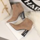 17221-1 European and American fashion simple metal heel thick heel high heel suede sexy thin Club short boots and bare boots