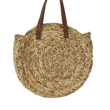 定制草编包圆形手工编织水草手提包简约百搭双提带单肩包工厂直销