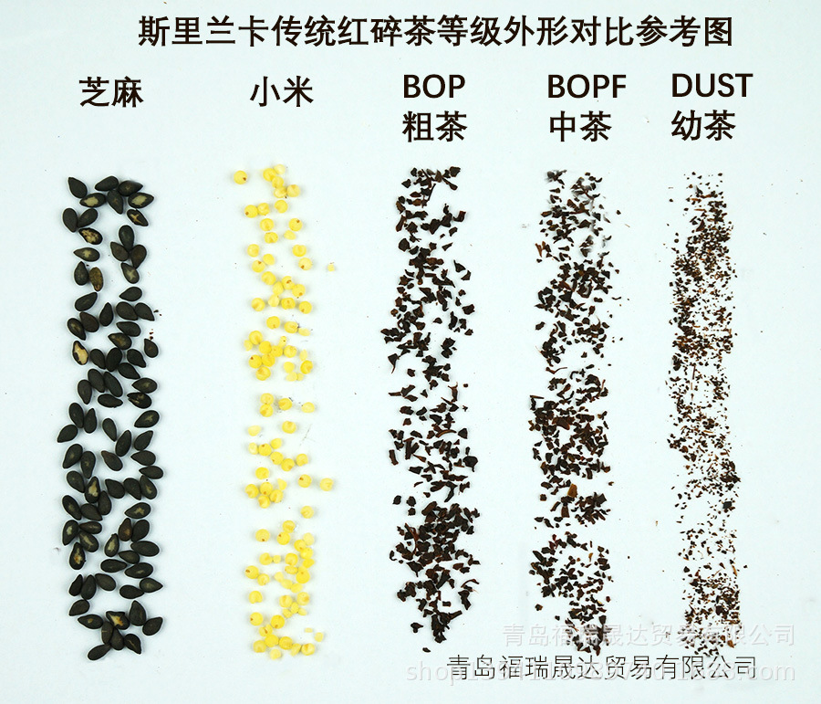 传统斯里兰卡红茶等级外形大小对比图