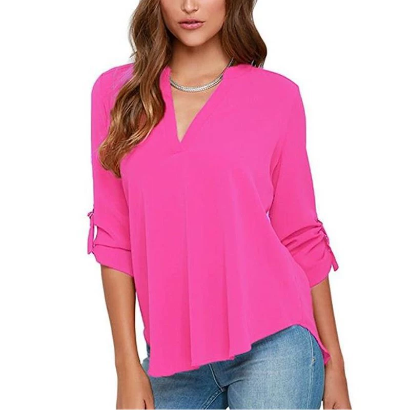 Long-sleeve, shirt, 2018, plus size, V-neckline, oversize