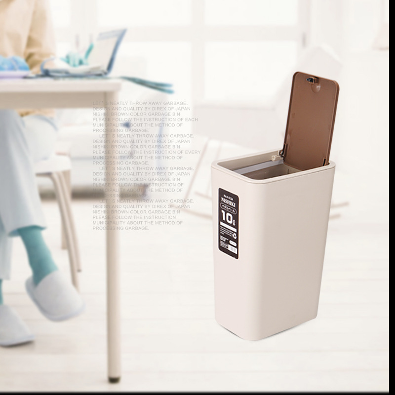 Japanese rectangle Push Trash household a living room Kitchen hygiene wastepaper basket Flat trash bin