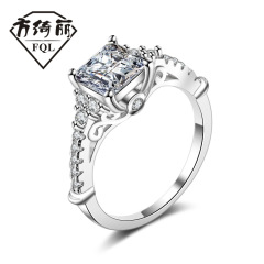 Cross-border supply: European and American-style fashion simulated diamond ring, square zircon ring, platinum-plated micro-inlaid jewelry&mdash;wholesale.