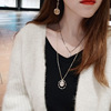 Coins, pendant, fashionable long necklace with letters, internet celebrity, European style