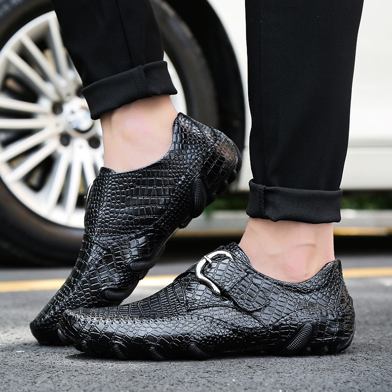 Men's crocodile pattern casual leather shoes