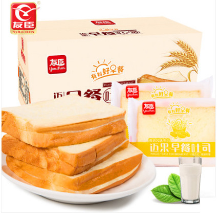 友臣早餐吐司奶油口味面包片450g口袋面包香浓口感早餐食品 团购