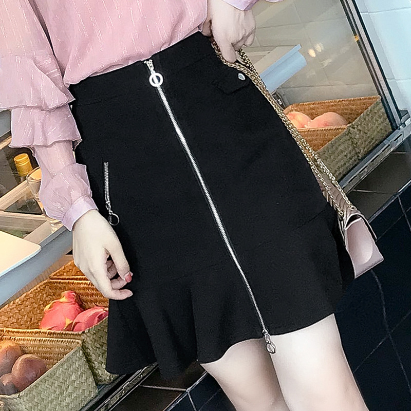 2018秋装新款时尚女装半身裙短裙气质黑色百搭公主裙仙气百褶裙