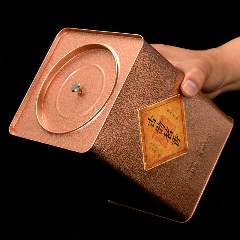 特大号铁罐一斤装金色金属方型马口铁罐茶叶包装罐凤凰单丛通用