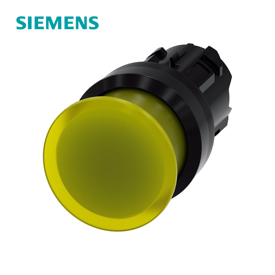3SU1系列φ22蘑菇头带灯塑料按钮头黄色