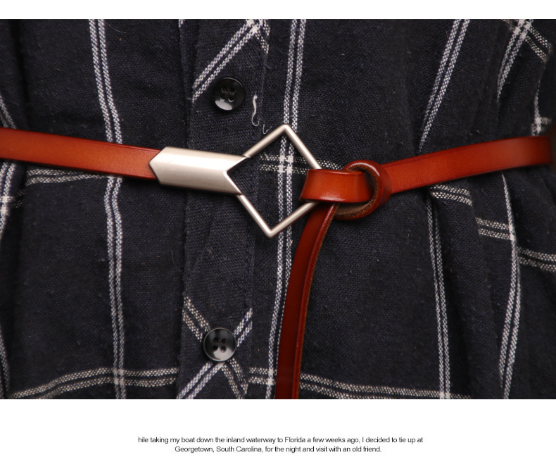Damen Gürtel Schmal Aus Echtem Leder Mit Knoten Für Kleider_voghion.com