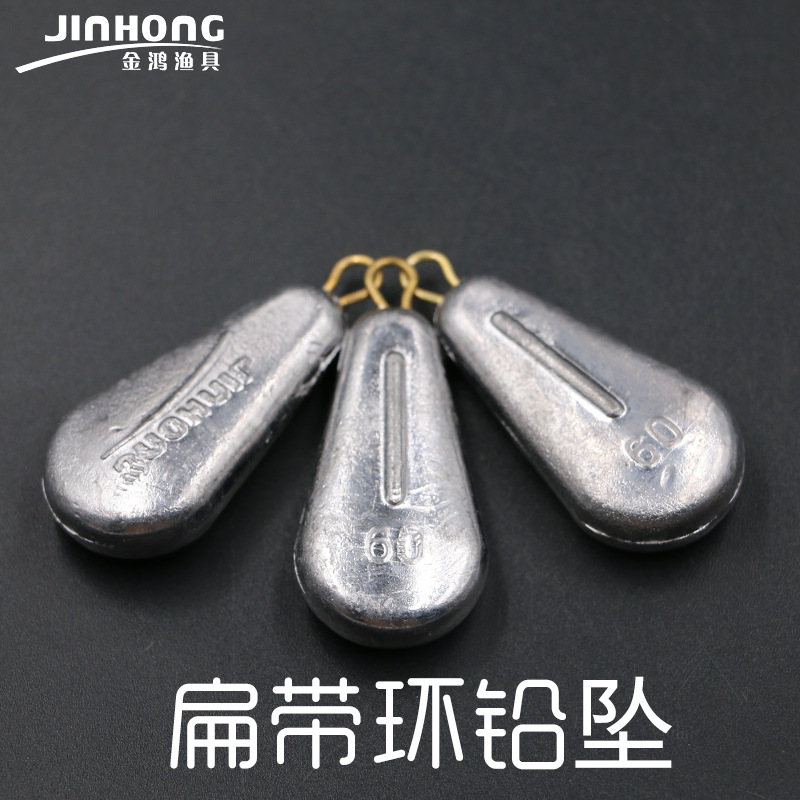 Jinhong pesca redonda plana en forma de gota con anillo de cobre varilla de lanzamiento de plomo varilla de roca varilla de mar varilla redonda plana con anillo de pesca gota de pesca