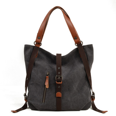 2018 New products Muchuan canvas Female bag leisure time Women's singles Shoulder bag multi-function Backpack bucket Messenger knapsack