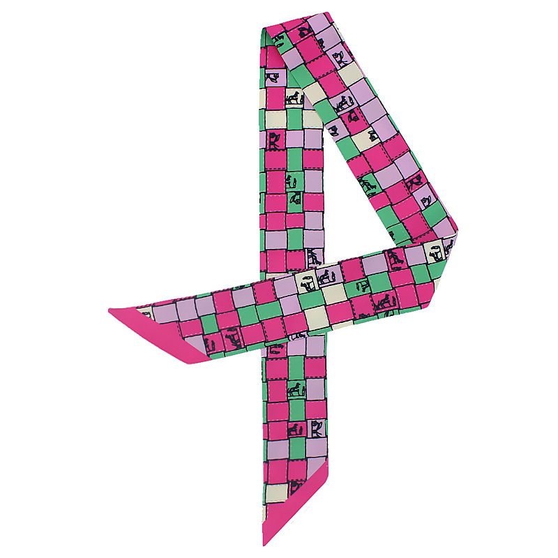 30g Weight Silk Scarf Classification Daily Occasion Satin Material Lattice Pattern Spring, Autumn Season Women's Gender Casual Style Women's Casual Lattice Satin Silk Scarf 1