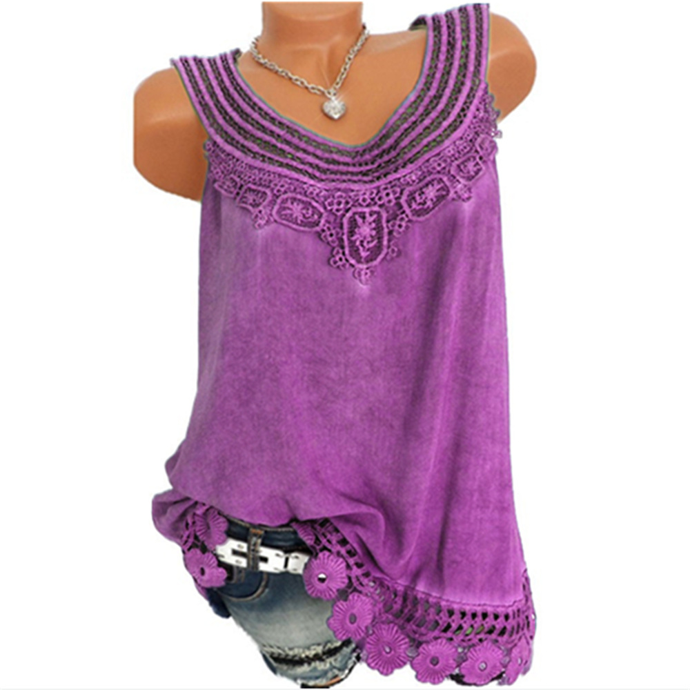 Womens Ladies Sleeveless Lace Baggy Casual Vest Tops Blouse Tank Top Plus Size eBay