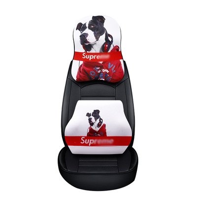 潮牌supre狗慢回彈記憶棉汽車頭枕腰靠車用護頸枕靠枕創意內飾