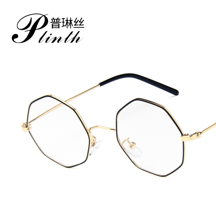 2018 polygonal metal eyeglass frame irregular 9990 trend with myopia flat lens