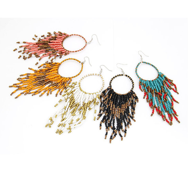 30g Weight Drop Earrings Classification Ethnic Style Tassel Bead Women's Drop Earrings