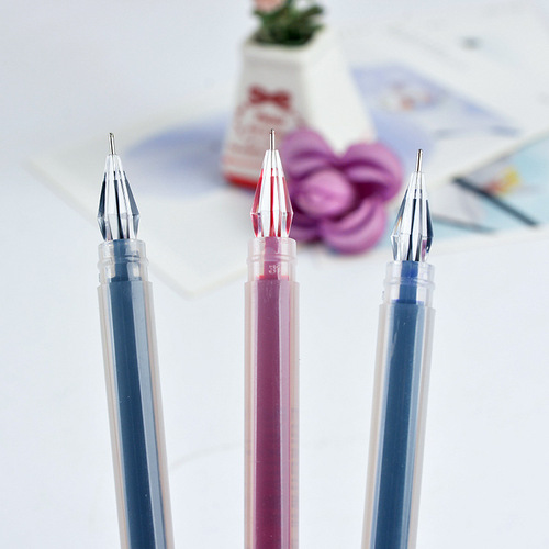 Diamond-shaped large-capacity ballpoint pen, creative cute needle-tube office signing pen, student writing pen wholesale, neutral pen