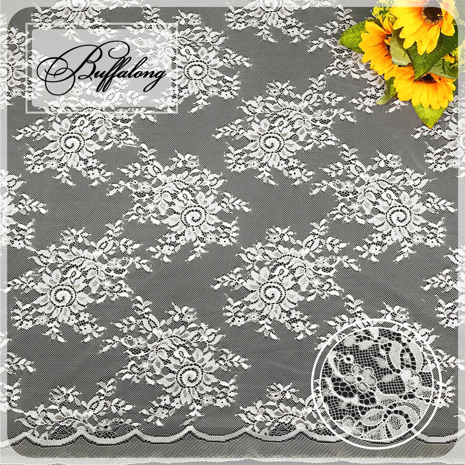 向日葵波浪边网纱面料 无弹镂空锦纶蕾丝布料 高品质品牌时装lace