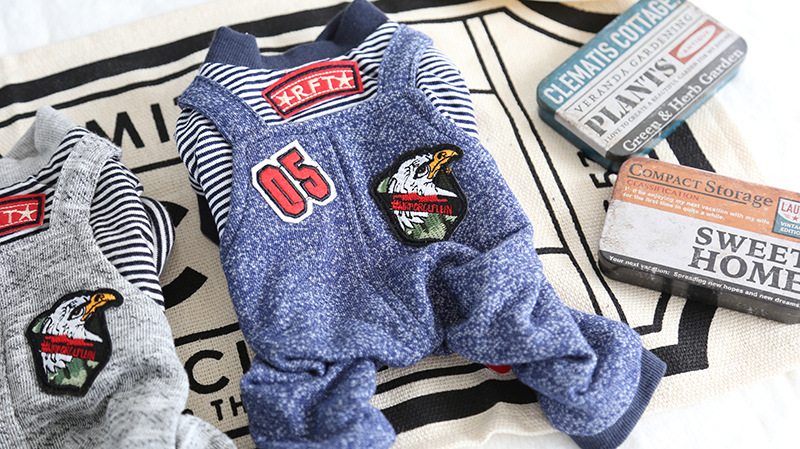 条纹老鹰背带四脚衣